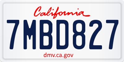 CA license plate 7MBD827
