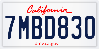 CA license plate 7MBD830
