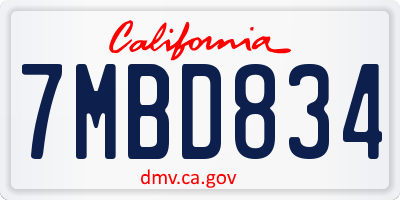 CA license plate 7MBD834