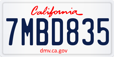 CA license plate 7MBD835