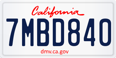 CA license plate 7MBD840