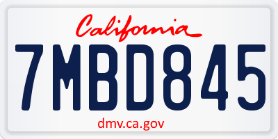 CA license plate 7MBD845