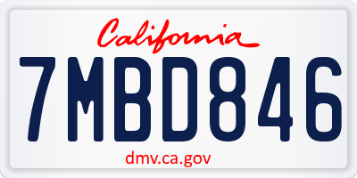 CA license plate 7MBD846