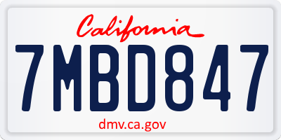 CA license plate 7MBD847