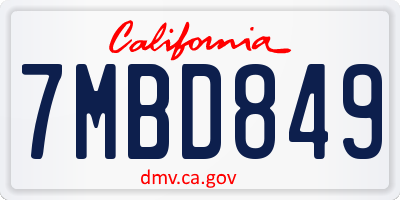CA license plate 7MBD849