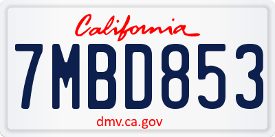 CA license plate 7MBD853