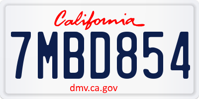 CA license plate 7MBD854