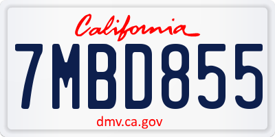 CA license plate 7MBD855