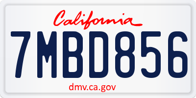CA license plate 7MBD856