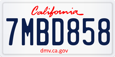 CA license plate 7MBD858