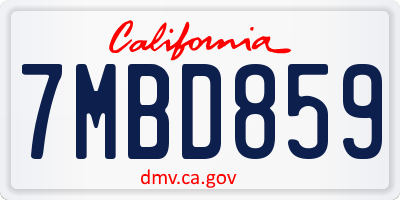 CA license plate 7MBD859