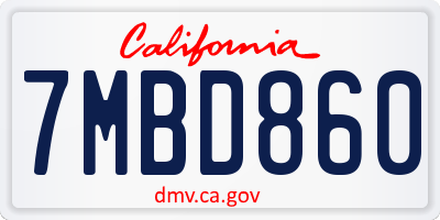 CA license plate 7MBD860