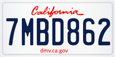 CA license plate 7MBD862