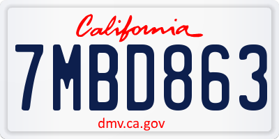 CA license plate 7MBD863