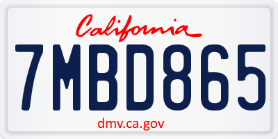 CA license plate 7MBD865