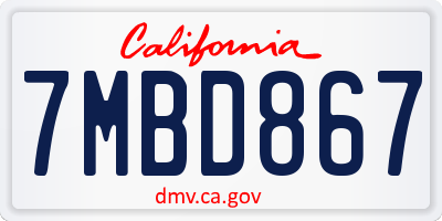 CA license plate 7MBD867