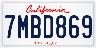 CA license plate 7MBD869