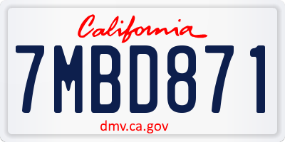 CA license plate 7MBD871