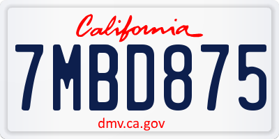 CA license plate 7MBD875