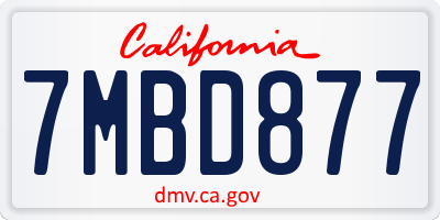 CA license plate 7MBD877