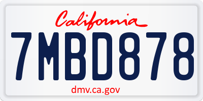 CA license plate 7MBD878