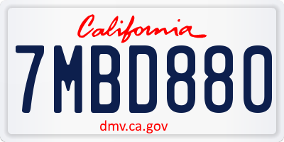CA license plate 7MBD880