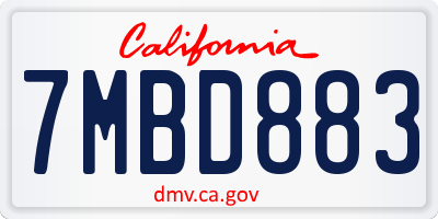 CA license plate 7MBD883