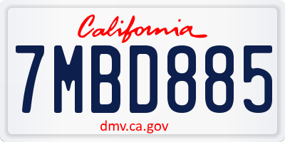 CA license plate 7MBD885