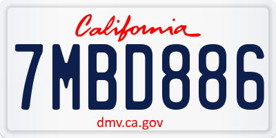 CA license plate 7MBD886