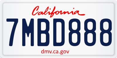 CA license plate 7MBD888