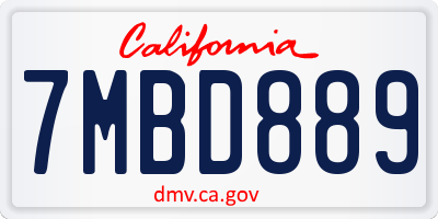 CA license plate 7MBD889