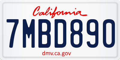 CA license plate 7MBD890