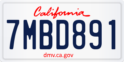 CA license plate 7MBD891