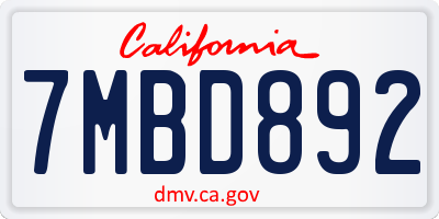 CA license plate 7MBD892