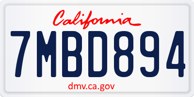 CA license plate 7MBD894
