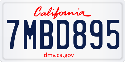 CA license plate 7MBD895