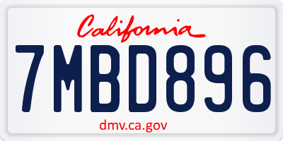 CA license plate 7MBD896