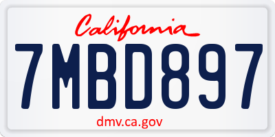 CA license plate 7MBD897