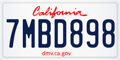 CA license plate 7MBD898
