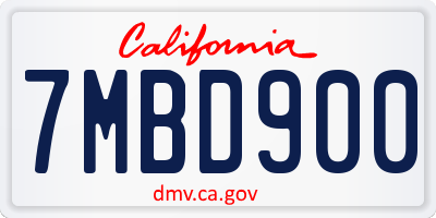 CA license plate 7MBD900