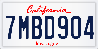 CA license plate 7MBD904