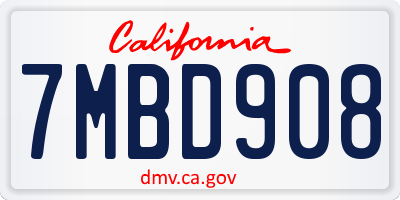 CA license plate 7MBD908