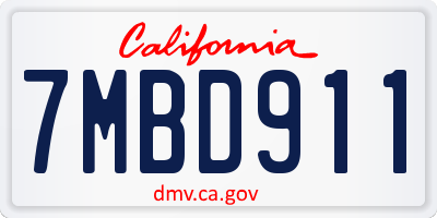 CA license plate 7MBD911