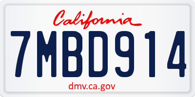 CA license plate 7MBD914