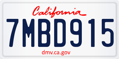 CA license plate 7MBD915