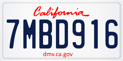 CA license plate 7MBD916