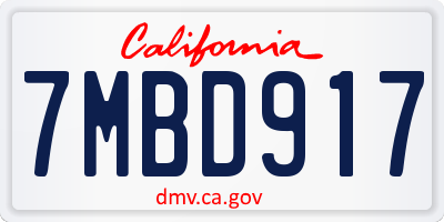 CA license plate 7MBD917