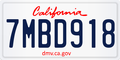 CA license plate 7MBD918