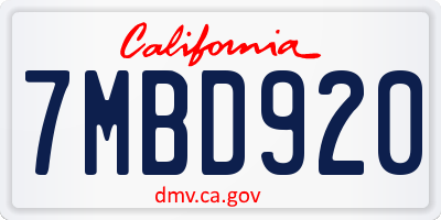 CA license plate 7MBD920