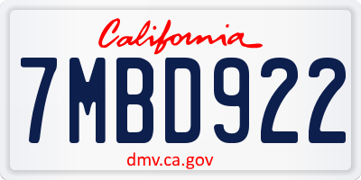CA license plate 7MBD922